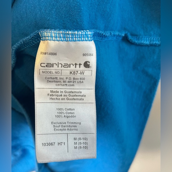 Carhartt Loose Fit Short Sleeve T-Shirt Pocket Blue Size M (8-10) EUC - Picture 7 of 9